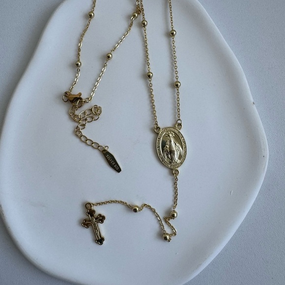 Jewelry - Gold Plated 925 Sterling Silver Rosary Necklace